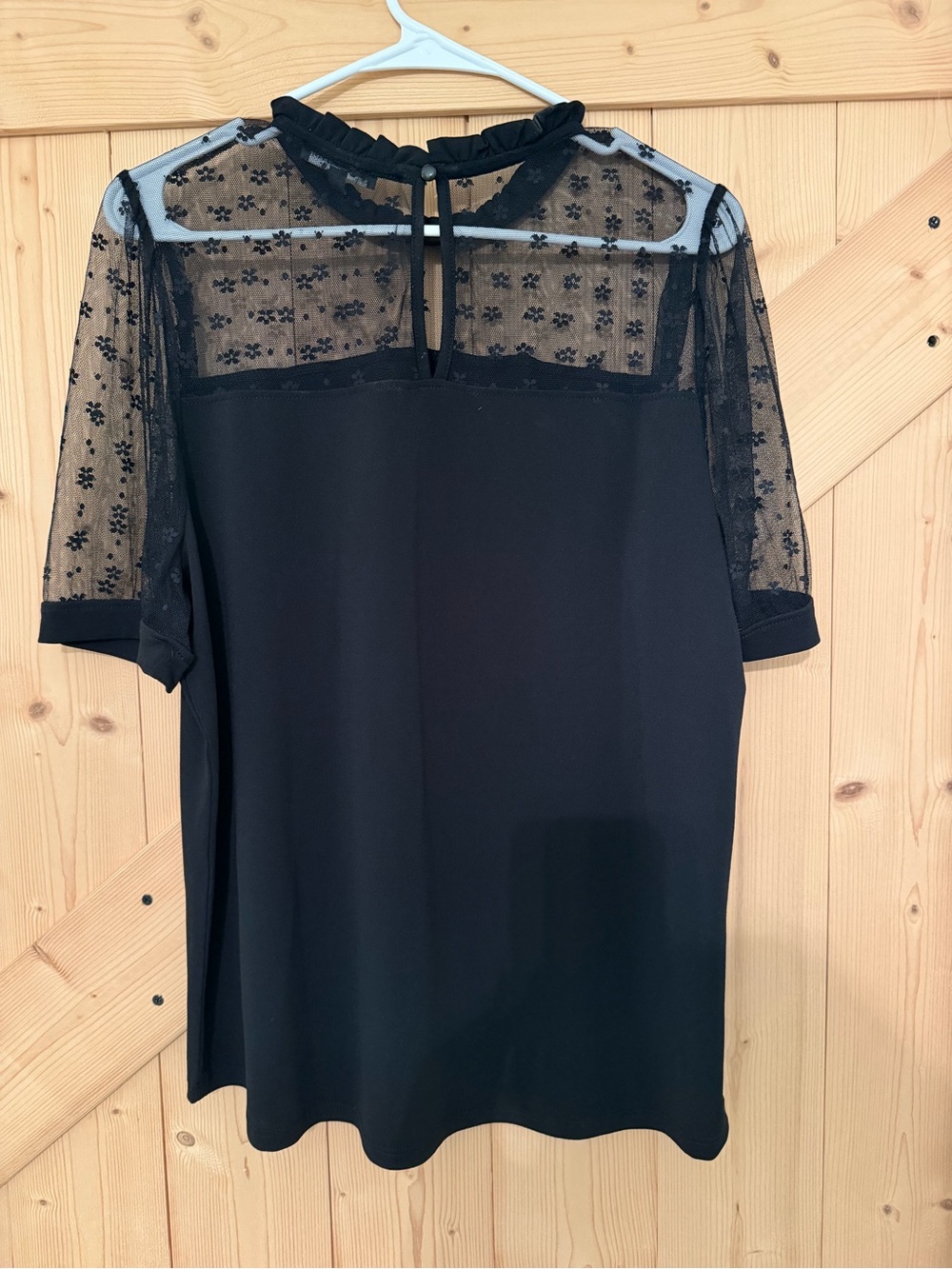 Adrianna Papell Black Lace Yoke Top